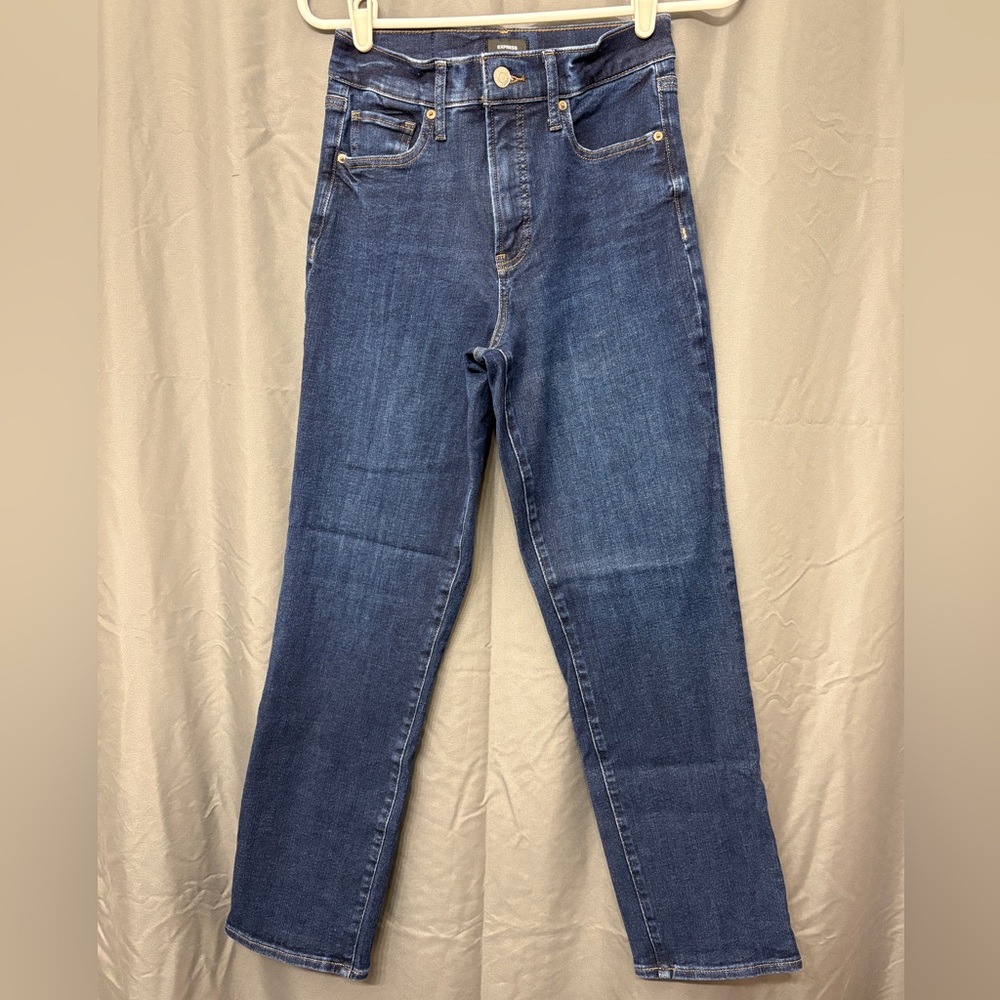 Express High Rise Straight Ankle Jeans